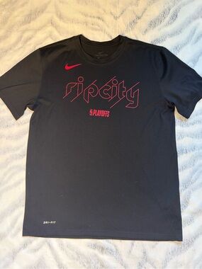 Nike Black and Red Rip City Playoffs Dri-FIT Tee